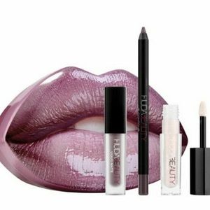 🌙💕Huda Beauty Silver Fox Lip Kit Set